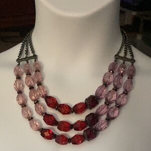 VTG Multi-Strand Red and Purple Necklace